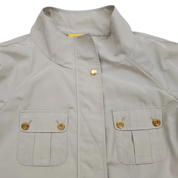 St John Jacket Shirt Womens Size XL Beige Lightweight Safari Full Zip Pockets - Picture 4 of 15